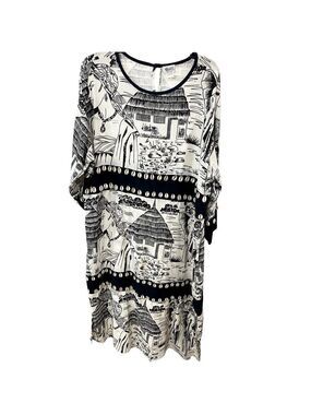 Vintage White/Black Gunit Fashion Dress - Size 1X (EUC)